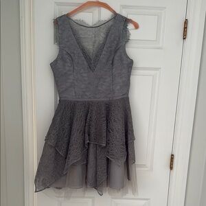Elegant Gray Lace Dress